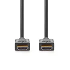 Nedis ultra HD HDMI kábel CVGL34060BK50, HDMI dugó - dugó, 4K@60Hz, ARC, 18 Gbps, aranyozott csatlakozók, hossz 5m