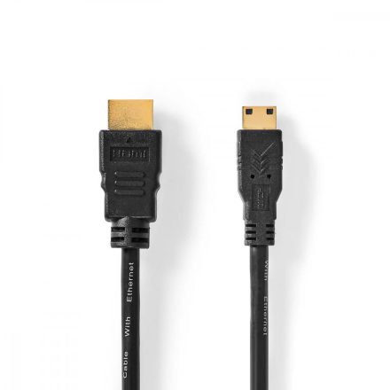 Nagy Sebességű HDMI ™ kábel Ethernet | HDMI™ Csatlakozó | HDMI™ Mini Csatlakozó | 4K@30Hz | 10.2 Gbps | 2.00 m | Kerek | PVC | Fekete | Műanyag Zacskó