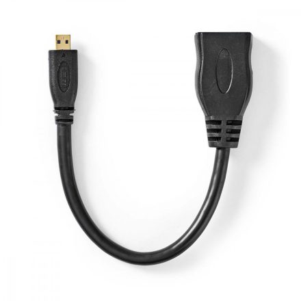 Nagy Sebességű HDMI ™ kábel Ethernet | HDMI™ Micro Csatlakozó | HDMI™ Kimenet | 4K@30Hz | 10.2 Gbps | 0.20 m | Kerek | PVC | Fekete | Műanyag Zacskó