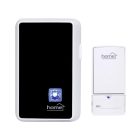 Home DBK1010AC vezeték nélküli csengő, elem nélküli, 100m hatótáv, 20 dallam, 3-fokozatú hangerő, kék LED, kinetikus nyomógomb, 230V-os tápellátás