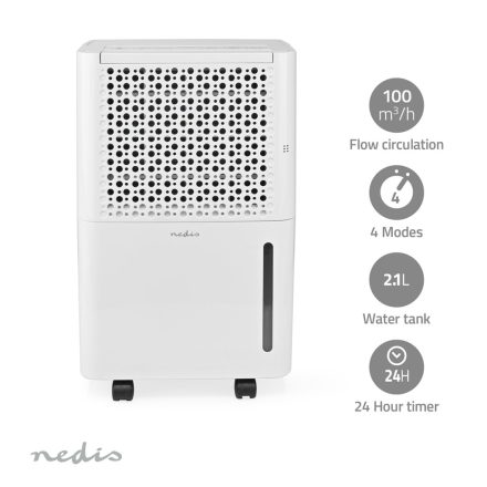 NEDIS párátlanító készülék, 10L / nap, 24 órás időzítő, 4 üzemmód, szintentartó higrosztát