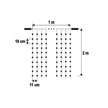   HOME DLF200WW LED-es fényfüggöny, 200db melegfehér LED, 1 méter x 2 méter, sorolható, fehér vezeték, kül- és beltéri kivitel