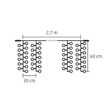   Home DLFC 600/WH LED-es cluster fényfüggöny, 2,7x0,6 m / 600 db hidegfehér LED, állófényű, fehér vezeték, sorolható, kül- és beltéri kivitel