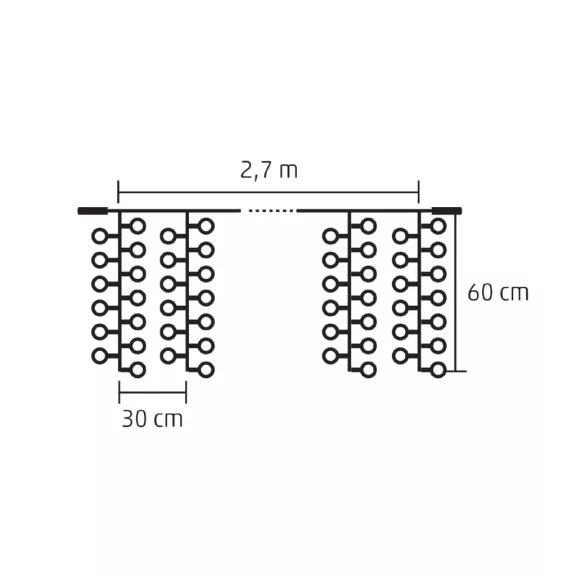 Home DLFC 600/WH LED-es cluster fényfüggöny, 2,7x0,6 m / 600 db hidegfehér LED, állófényű, fehér vezeték, sorolható, kül- és beltéri kivitel