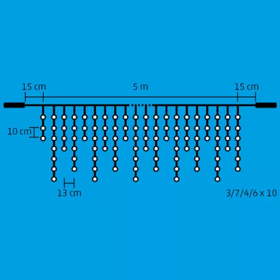 Home DLFJ 200F/WW LED-es sziporkázó fényfüggöny, 5 m / 200 db melegfehér LED, állófényű, fehér vezeték, sorolható, kül- és beltéri kivitel