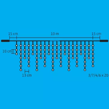   Home DLFJ 400F/WW sziporkázó fényfüggöny, 10 m / 400 db melegfehér LED, állófényű, fehér vezeték, sorolható, kül- és beltéri kivitel