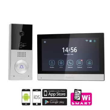   Home DPV SMART video kaputelefon, 7 érintőképernyő, IP65, AHD kamera, mozgásérzékelő, RFID, bővíthető, InterCom, Smart Life, Tuya Smart"