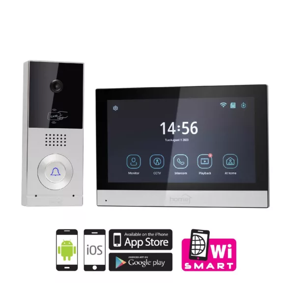 Home DPV SMART video kaputelefon, 7 érintőképernyő, IP65, AHD kamera, mozgásérzékelő, RFID, bővíthető, InterCom, Smart Life, Tuya Smart" Home DPV SMART video kaputelefon, 7 érintőképernyő, IP65, AHD kamera, mozgásérzékelő, RFID, bővíthető, InterCom, Smart Life, Tuya Smart"