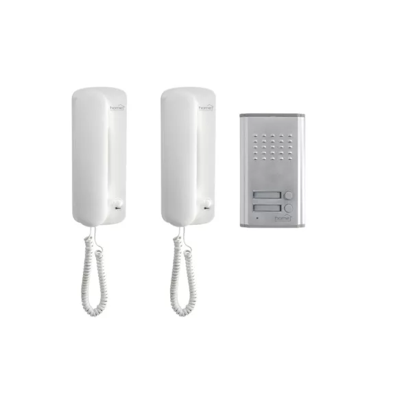 Home DP 012 kétlakásos vezetékes kaputelefon szett, kétvezetékes rendszer, kiváló hangátvitel, kapunyitó elektronika, falba süllyeszthető külső egység Home DP 012 kétlakásos vezetékes kaputelefon szett, kétvezetékes rendszer, kiváló hangátvitel, kapunyitó elektronika, falba süllyeszthető külső egység