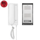 Home DP 22 vezetékes kaputelefon szett, falon kívüli alumínium kültéri egység, kétvezetékes bekötés, zárnyitási lehetőség, IP23 vízállóság, 230V