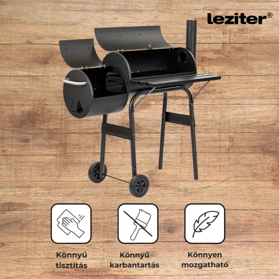 Faszenes kerti grillsütő füstölővel Faszenes kerti grillsütő füstölővel