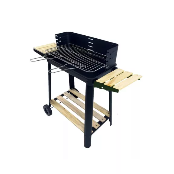 Téglalap alakú görgős faszenes grill Téglalap alakú görgős faszenes grill