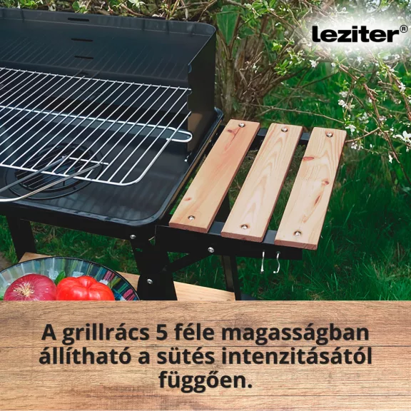 Téglalap alakú görgős faszenes grill Téglalap alakú görgős faszenes grill