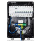Szerelt ipari doboz installációval, 1x(5P32A), 2x(5P16A), 4x(2P+F), kismegszakító+fi-relé