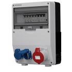 TD-S/FI szerelt ipari doboz installációval , 1x(5P32A), 2x(2P+F), fi-relé+kismegszakító