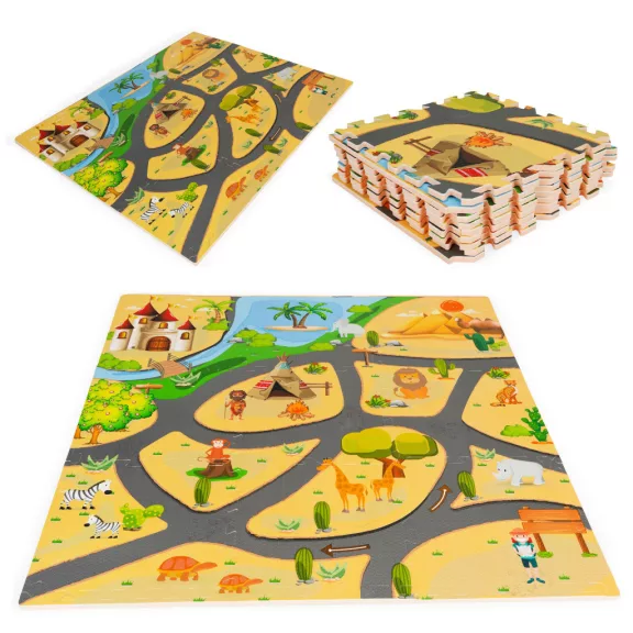 Hab szivacs játszószőnyeg szafari puzzle 9db 93x93cm Hab szivacs játszószőnyeg szafari puzzle 9db 93x93cm