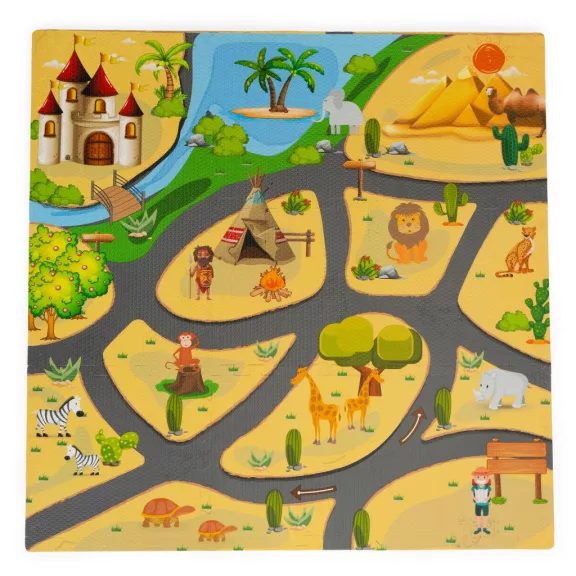 Hab szivacs játszószőnyeg szafari puzzle 9db 93x93cm Hab szivacs játszószőnyeg szafari puzzle 9db 93x93cm