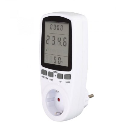Home EM 04 fogyasztásmérő, fogyasztás és költség ellenőrzése, teljesítmény, feszültség, áramerősség, fogyasztás, költségek kijelzése, 250 V, 3680 W