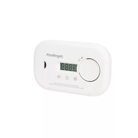 FireAngel FA6812-EU szén-monoxid vészjelző, cserélhető elem, 10 év várható üzemidő, LCD kijelző, fehér