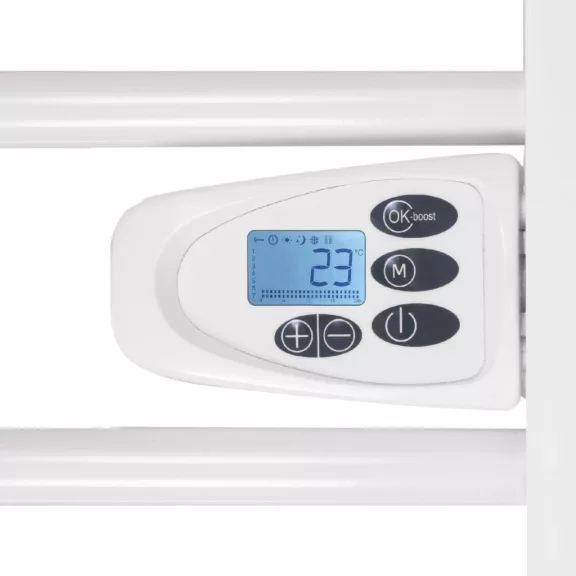 Home FKTW 501 fali elektromos törölközőszárító, 500W, LCD, fehér,elektronikus termosztát