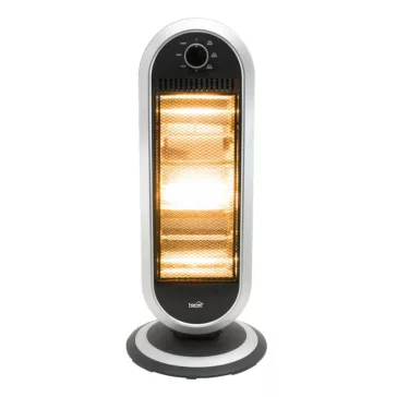   Home FK 231 álló elektromos halogén hősugárzó fűtőtest, 400W/800W/1200W, oszcillálás, IP20 védelem, fekete/ezüst