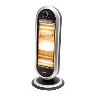   Home FK 231 álló elektromos halogén hősugárzó fűtőtest, 400W/800W/1200W, oszcillálás, IP20 védelem, fekete/ezüst