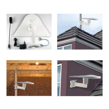   Home FZ 56 DVB-T/T2 kültéri antenna erősítővel, 56 dB, FM, VHF, UHF, rádió- és TV-adások vétele, hálózati adapteres tápellátás