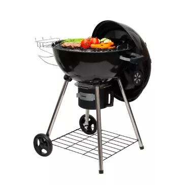   Home GR03 fedeles gömbgrill, faszén, faszénbrikett, zománcozott acél tűztér és fedél, krómozott acél rostély, galvanizált acél széntartó, 76 cm rostélymagasság a talajtól