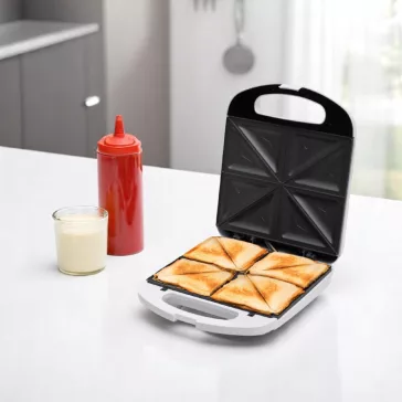   HOME HGSZ48 szendvicssütő, 1200 W, egyszerre 4 szendvics sütése, tapadásmentes felület, jelzőfények