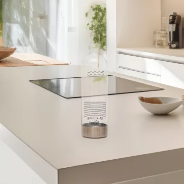   Home HGSZG1000P vizes palack, HGSZG1000 szódagéphez, BPA mentes, PET műanyag, rozsdamentes acél fedő és talp, 1 L, 850 ml szénsavasítható
