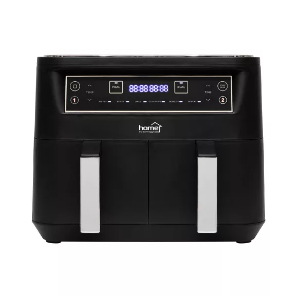 Home HG AF 24 air fryer, forrólevegős fritőz, 2 X 3,8 literes, 6-féle üzemmód, 2460 W, MEAL funkció, DUAL funkció, fekete Home HG AF 24 air fryer, forrólevegős fritőz, 2 X 3,8 literes, 6-féle üzemmód, 2460 W, MEAL funkció, DUAL funkció, fekete