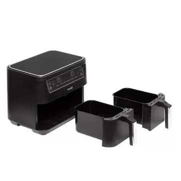   Home HG AF 24 air fryer, forrólevegős fritőz, 2 X 3,8 literes, 6-féle üzemmód, 2460 W, MEAL funkció, DUAL funkció, fekete