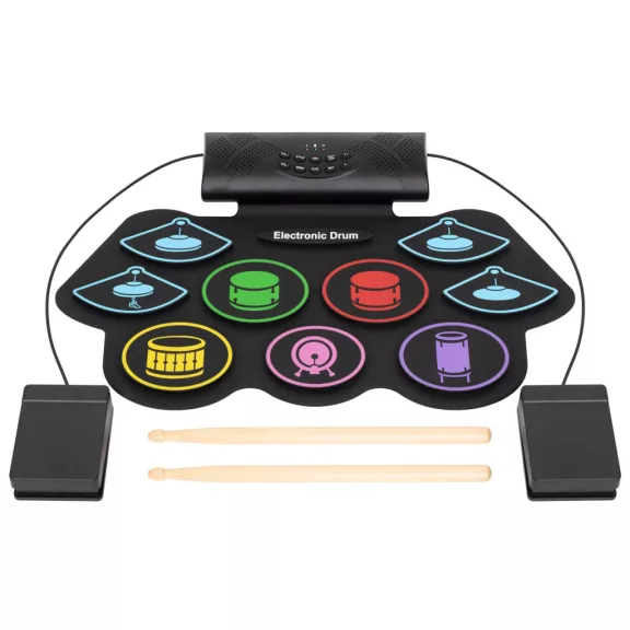 Home HRD1 feltekerhető dobszett, 7 választható ritmus és 10 demó dal, dobolás felvétele és visszajátszása, Bluetooth funkció Home HRD1 feltekerhető dobszett, 7 választható ritmus és 10 demó dal, dobolás felvétele és visszajátszása, Bluetooth funkció