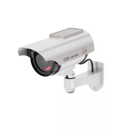 HOME HSK160 kültéri napelemes álkamera, villogó piros LED, körbe forgatható, egyszerű felszerelés, akkumulátoros tápellátás opció, élethű kamera megjelenés, IP44