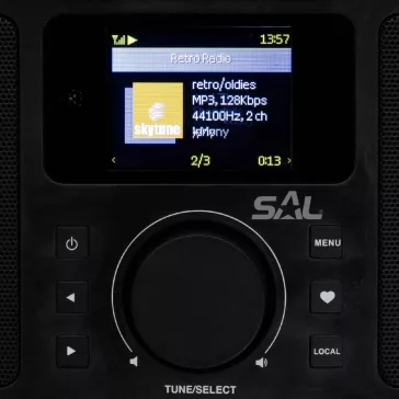   SAL INR 5000/BK internetrádió, 5 in 1, 2x5 W, Bass reflex, világrádió, FM RDS, BT, AUX, Média Center hálózati zenetár, EQ