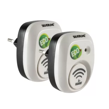   Silverline IN 25304 elektromos egér- és patkányriasztó, 30 m2 hatókörzet / egység, ultrahang, beltéri, konnektoros, 2 db