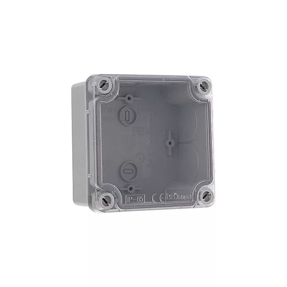 Kötődoboz 107×107×60MM, ÁTLÁTSZÓ TETŐVEL, SIMA OLDALFALLAL, IP65 Kötődoboz 107×107×60MM, ÁTLÁTSZÓ TETŐVEL, SIMA OLDALFALLAL, IP65