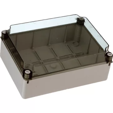   Kötődoboz 380X300X130 IP65 ÁTLÁTSZÓTETŐVEL, SIMA OLDALFALLAL