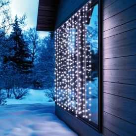   HOME KAF400DWH DOT LED-es fényfüggöny, 400 db hidegfehér DOT LED, 2x2m, 8 program, ismétlődő időzítés, hálózati tápellátás, kül- és beltéri kivitel