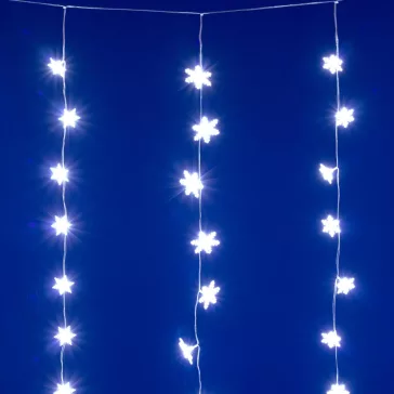   HOME KAF50WH LED-es hópehely fényfüggöny, 1,35 m, 50 db hidegfehér LED, hálózati tápellátás, beltéri kivitel