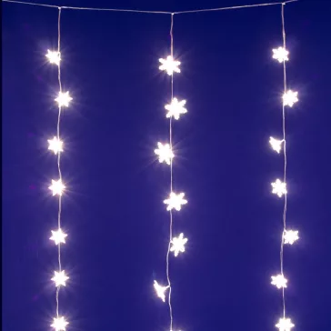   HOME KAF50WW LED-es hópehely fényfüggöny, 1,35 m, 50 db melegfehér LED, hálózati tápellátás, beltéri kivitel