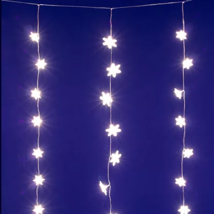 HOME KAF50WW LED-es hópehely fényfüggöny, 1,35 m, 50 db melegfehér LED, hálózati tápellátás, beltéri kivitel