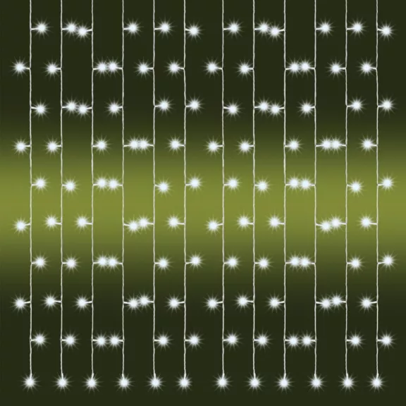 Home KAF 210LC LED-es fényfüggöny, 2x1 m / 210 db hidegfehér LED, fehér vezeték, állófényű, hálózati adapter, kül- és beltéri kivitel
