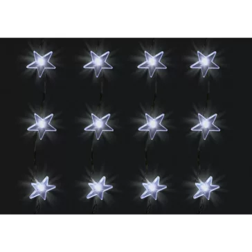   Home KAF 48L LED-es csillag fényfüggöny, 1,5x1 m / 48 db hidegfehér LED csillag figurákban, átlátszó vezeték, hálózati adapter, beltéri kivitel
