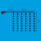 Home KAF 48L LED-es csillag fényfüggöny, 1,5x1 m / 48 db hidegfehér LED csillag figurákban, átlátszó vezeték, hálózati adapter, beltéri kivitel