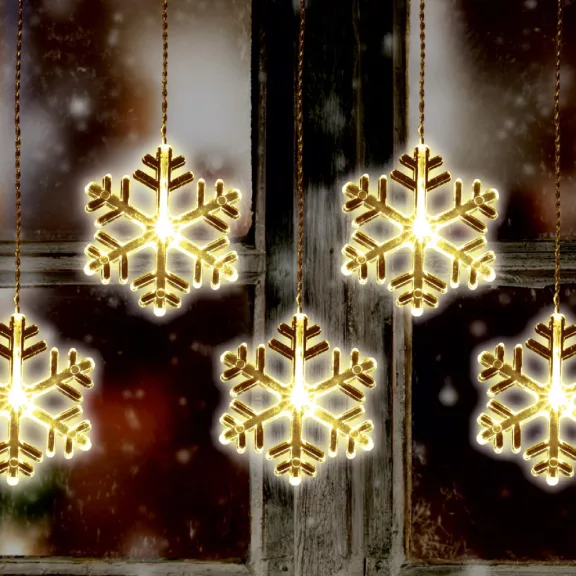 Home KAF 8/F LED-es hókristály fényfüggöny, 0,9 m / 8 db melegfehér LED akril hókristályban, átlátszó vezeték, hálózati adapter, kül- és beltéri kivitel Home KAF 8/F LED-es hókristály fényfüggöny, 0,9 m / 8 db melegfehér LED akril hókristályban, átlátszó vezeték, hálózati adapter, kül- és beltéri kivitel