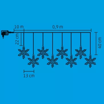   Home KAF 8/F LED-es hókristály fényfüggöny, 0,9 m / 8 db melegfehér LED akril hókristályban, átlátszó vezeték, hálózati adapter, kül- és beltéri kivitel