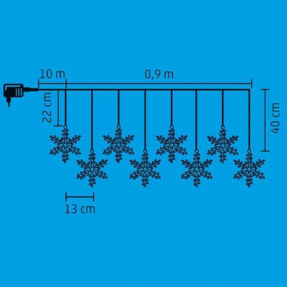 Home KAF 8/F LED-es hókristály fényfüggöny, 0,9 m / 8 db melegfehér LED akril hókristályban, átlátszó vezeték, hálózati adapter, kül- és beltéri kivitel Home KAF 8/F LED-es hókristály fényfüggöny, 0,9 m / 8 db melegfehér LED akril hókristályban, átlátszó vezeték, hálózati adapter, kül- és beltéri kivitel