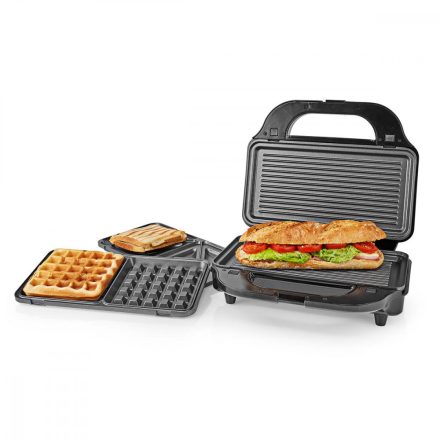 Multi grill |szendvics, paninik és gofli 900 W | 28 x 15 cm | Automatikus hőmérséklet-szabályozással | Műanyag / Rozsdamentes Acél
