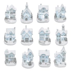   Home KDC 02 téli LED-es házikó, fehér, 12 féle forma, polyresin, beltéri